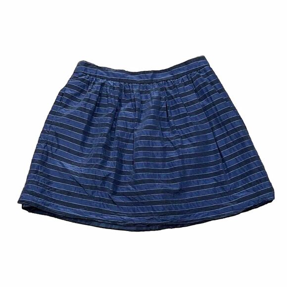 J Crew Skirt Womens 8 Silk Blend Striped Lined Pockets Side Zip - Picture 1 of 7